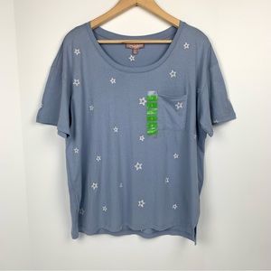 NWT Brushed Blue Blizzard Embroidered Stars Short Sleeve T-Shirt Size Large